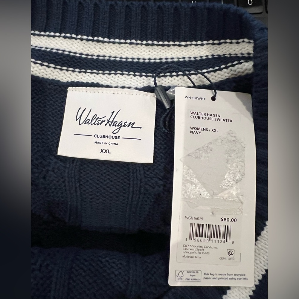 Walter Hagen - NWT - XXL -  Navy and White Women's Sweater - Picture 5 of 8
